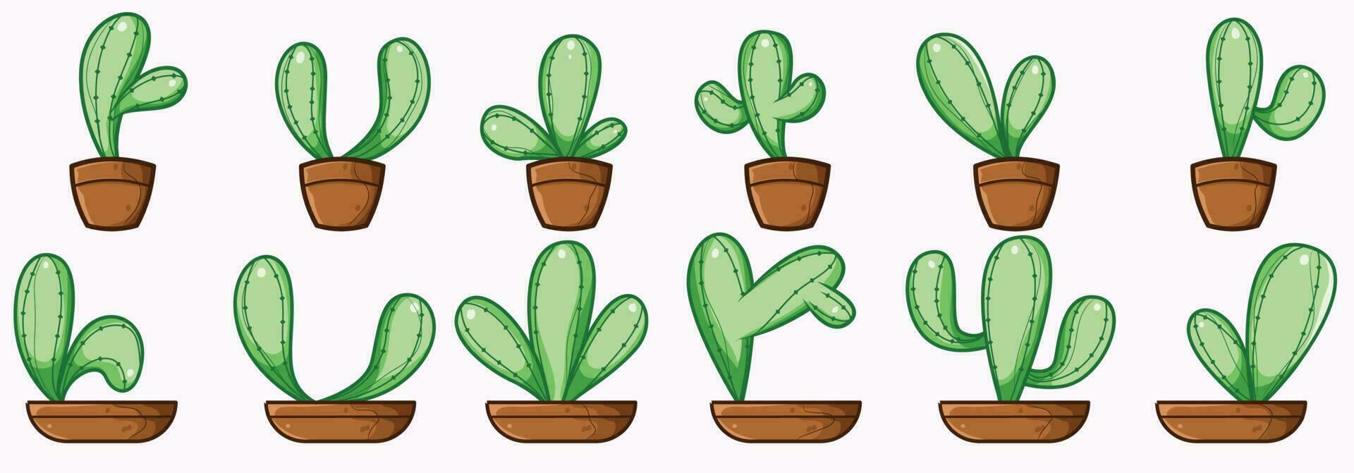 cactus art illustration in cartoon style vector