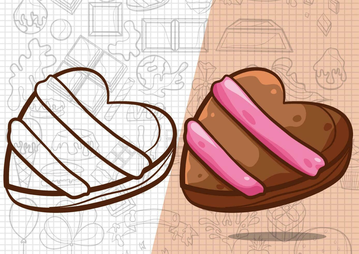 cartoon style sweet chocolate cake art illustration vector