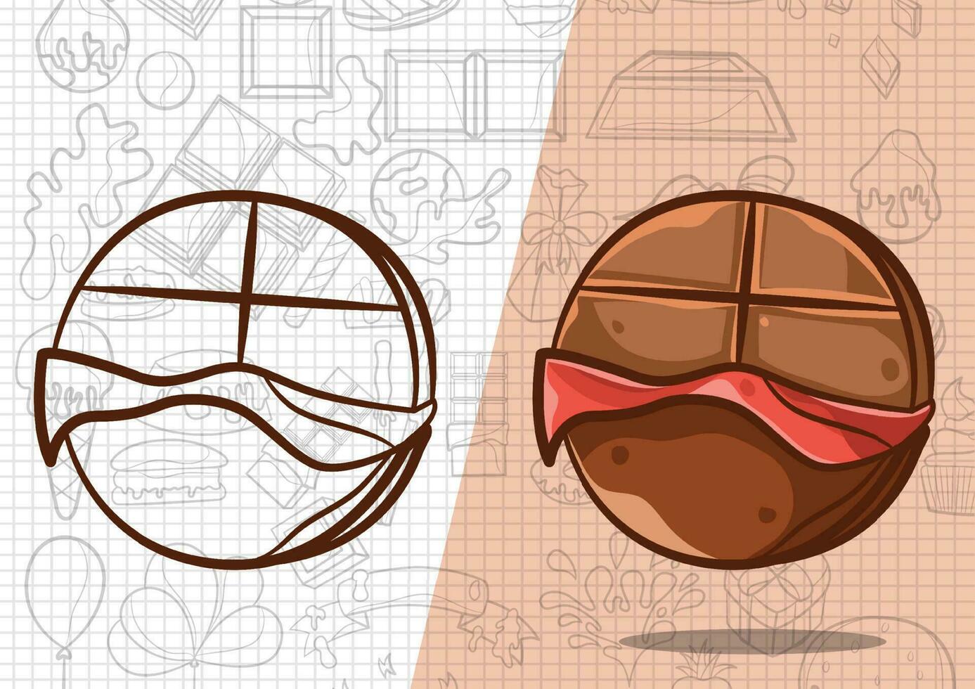 cartoon style sweet chocolate cake art illustration vector