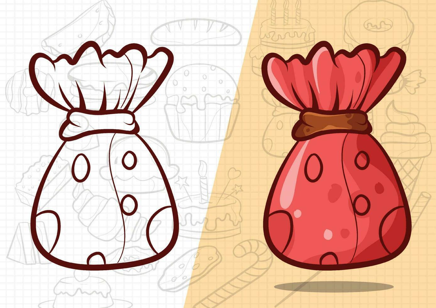cartoon style sweet and delicious cake art illustration vector