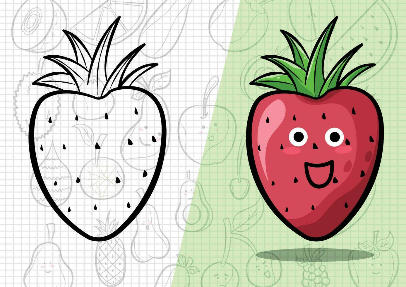 cartoon style strawberry illustration vector