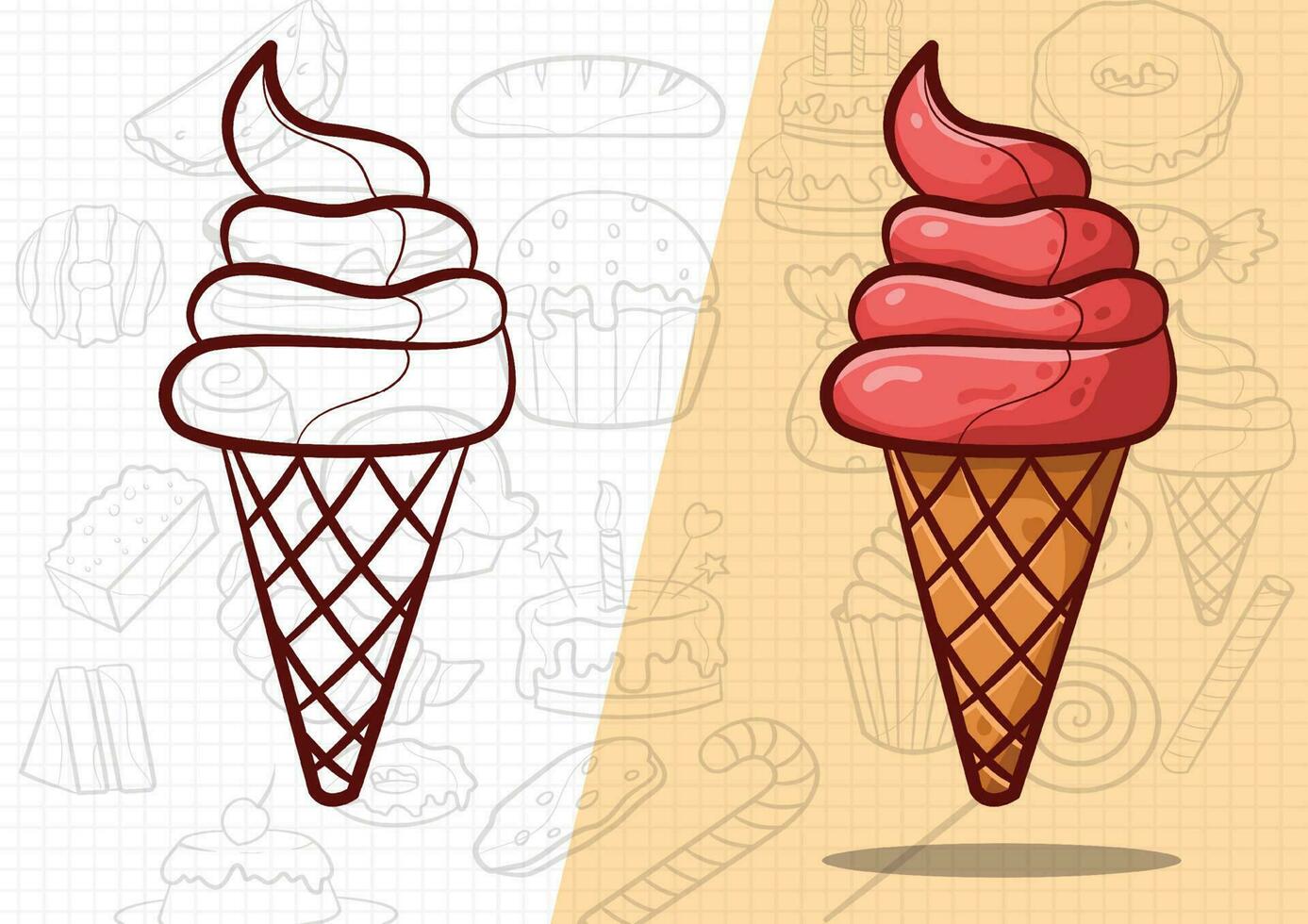 cartoon style ice cream art illustration vector