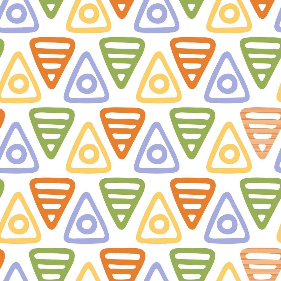 Seamless pattern of hand drawn doodle geometric shapes on isolated background. Design for celebrations, scrapbooking, textile, home and nursery decor, paper craft. vector