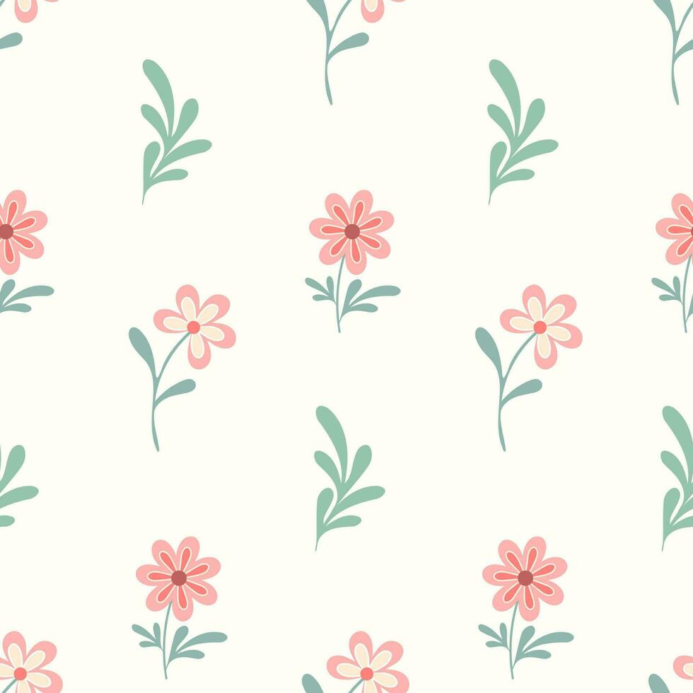Seamless pattern of hand drawn wild doodle blue flowers on isolated background. Design for mothers day, Easter, springtime, summertime celebration, scrapbooking, textile, home decor, paper craft. vector