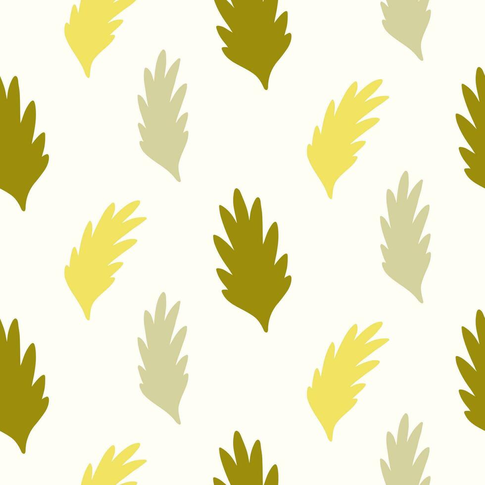 Seamless pattern of hand drawn wild leaves on isolated background. Design for mothers day, Easter, springtime and summertime celebration, scrapbooking, textile, home decor, paper craft. vector