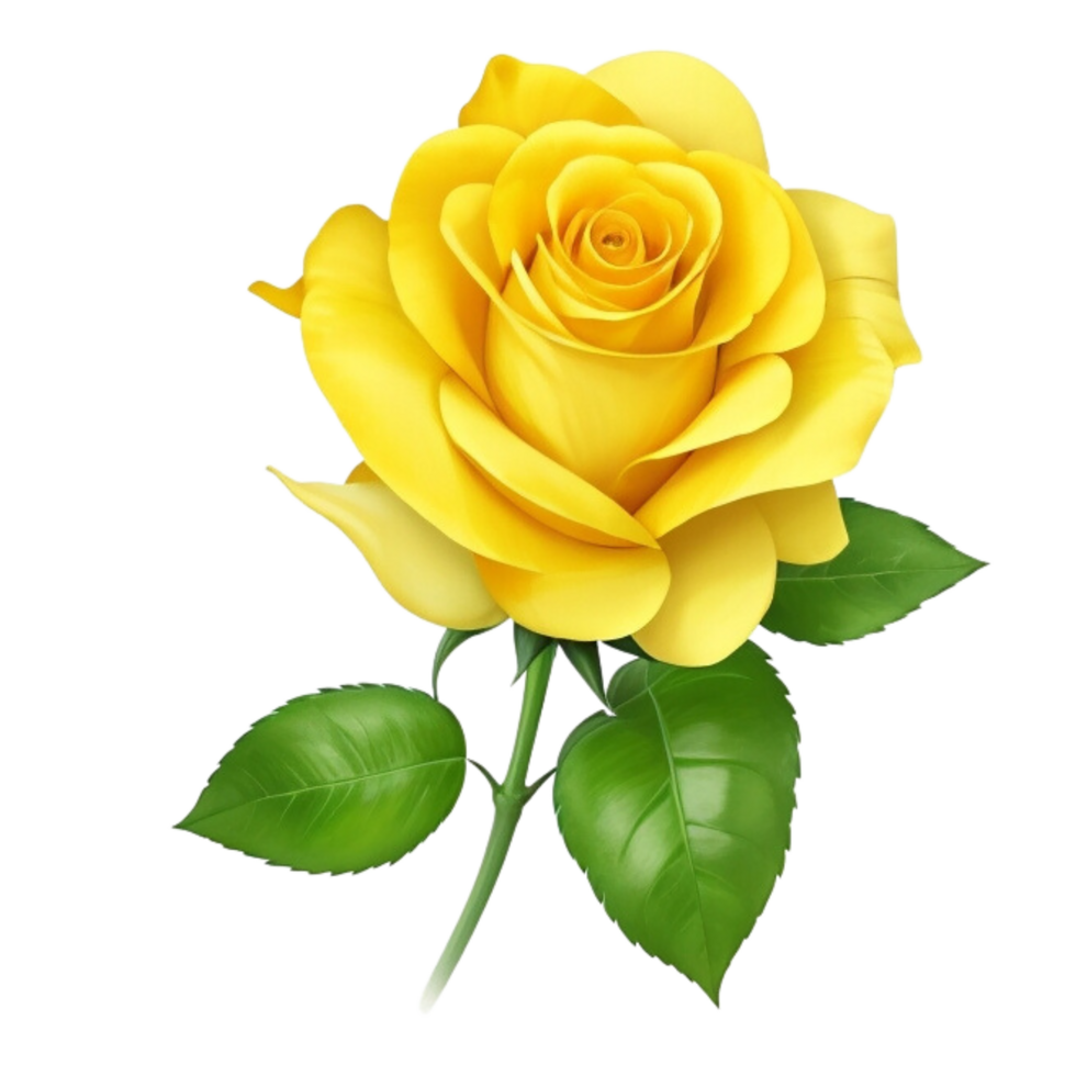 Romantic yellow rose isolated on transparent background for wedding and valentine anniversary botanical greeting card illustration, png