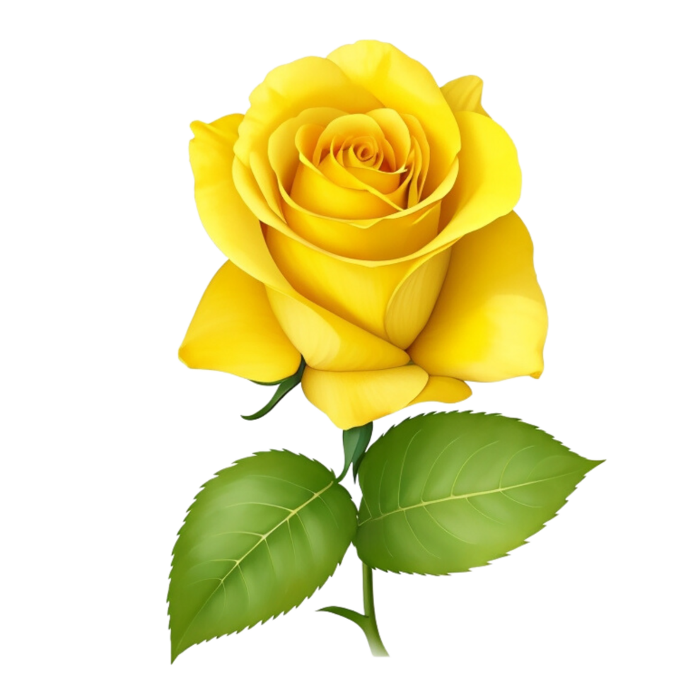 Romantic yellow rose isolated on transparent background for wedding and valentine anniversary botanical greeting card illustration, png