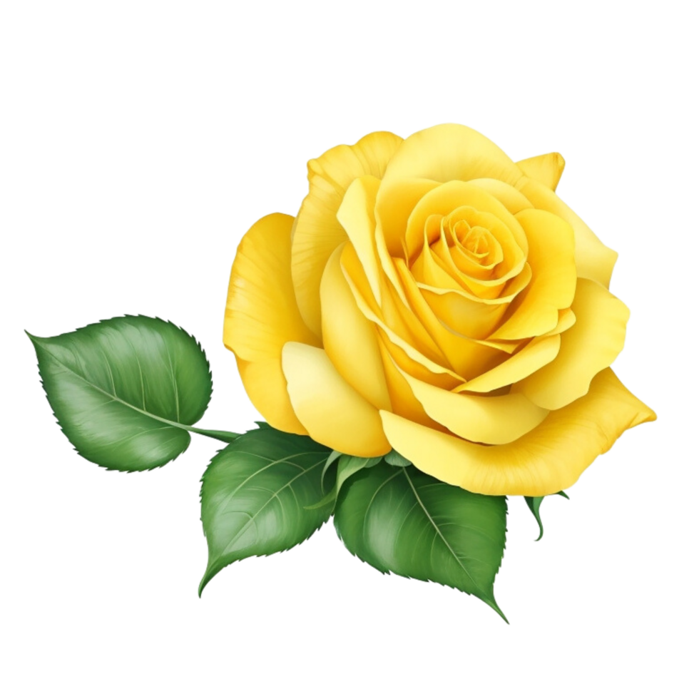 Romantic yellow rose isolated on transparent background for wedding and