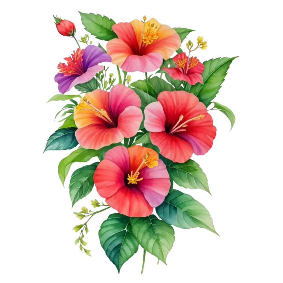 Colorful floral bouquet of botanical summer flowers for wedding, valentine anniversary, png