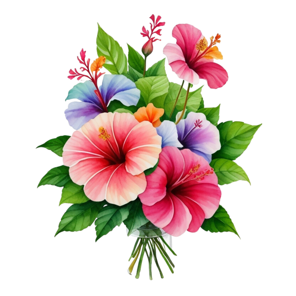 Colorful floral bouquet of botanical summer flowers for wedding, valentine anniversary, png