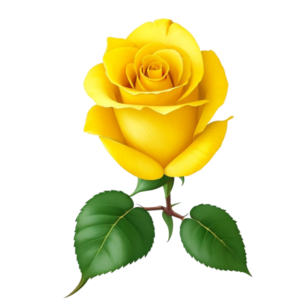 romántico amarillo Rosa aislado en transparente png antecedentes para Boda y enamorado aniversario botánico saludo tarjeta ilustración, ai generado