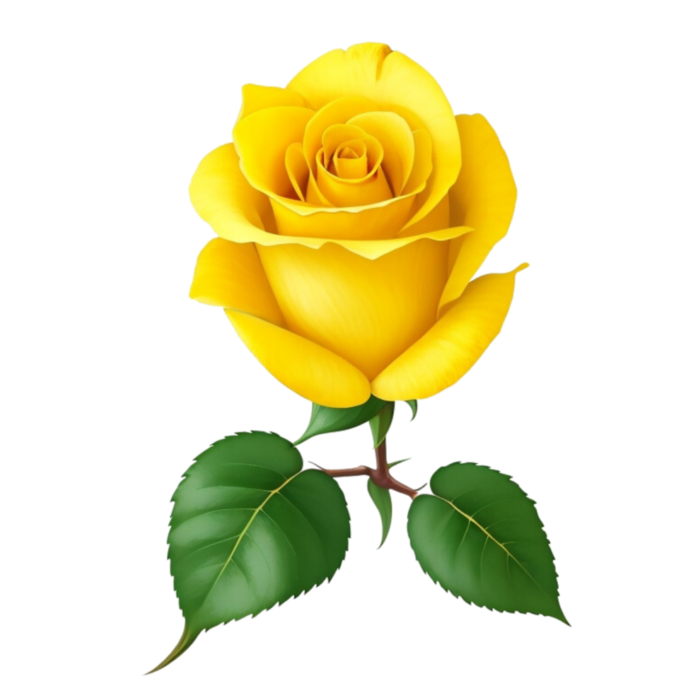 Romantic yellow rose isolated on transparent background for wedding and valentine anniversary botanical greeting card illustration, png