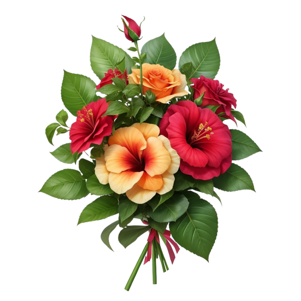 Colorful floral bouquet of botanical summer flowers for wedding, valentine anniversary, png