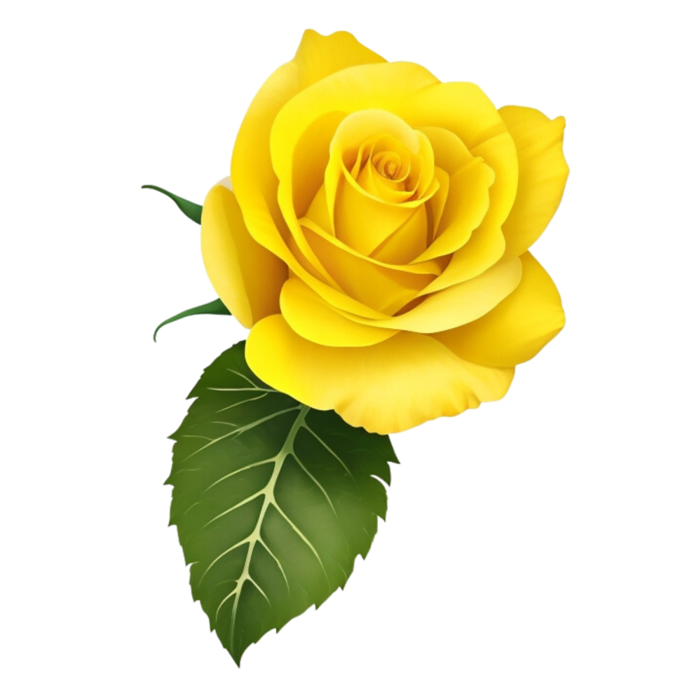 Romantic yellow rose isolated on transparent background for wedding and valentine anniversary botanical greeting card illustration, png