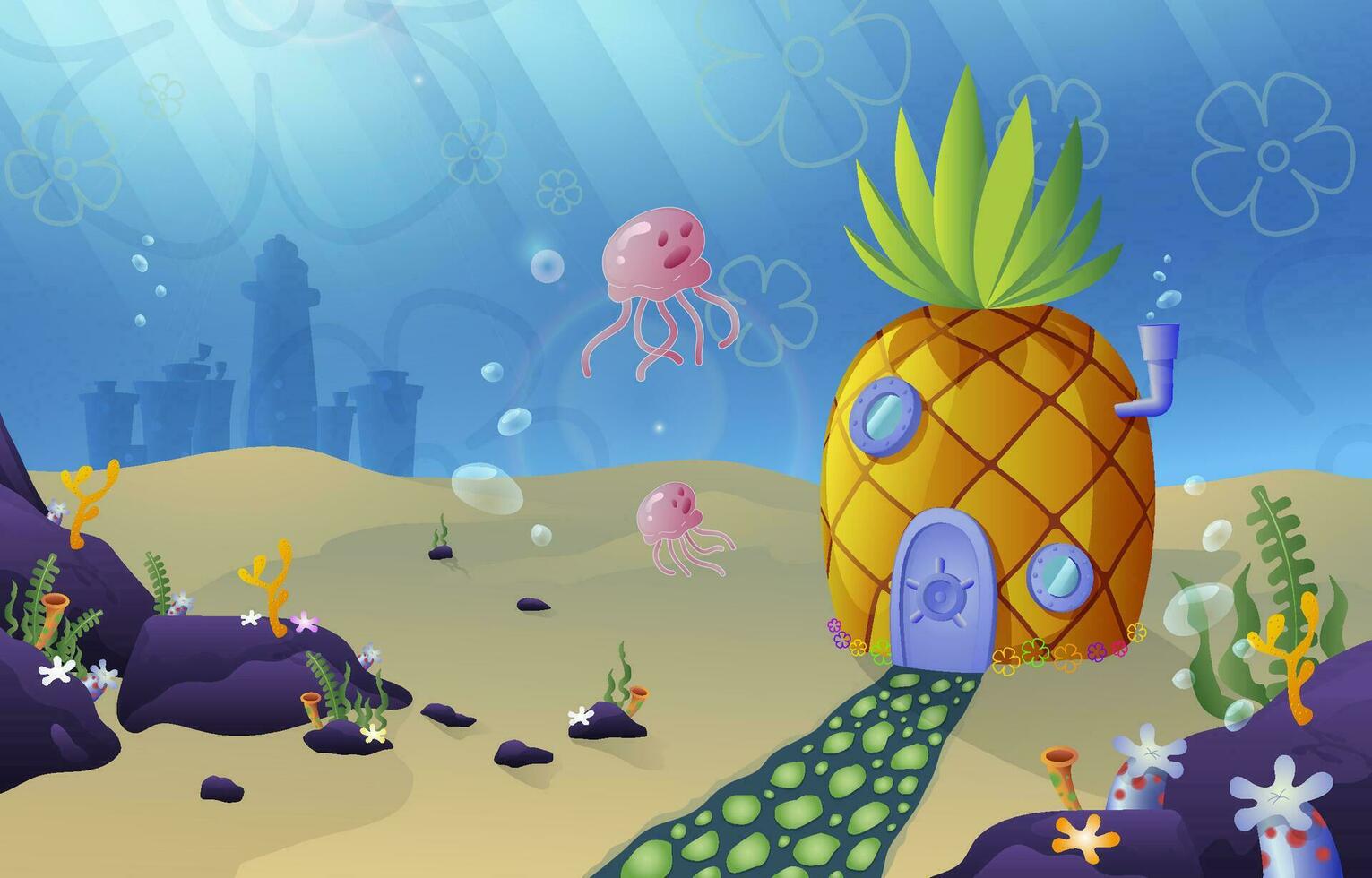 View of The Under Water Pineapple House 24693252 Vector Art at Vecteezy