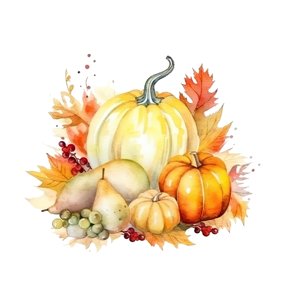 Watercolor Thanksgiving Day Natural Background. Illustration png
