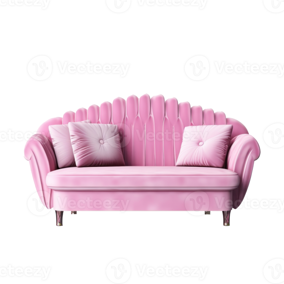 Pink sofa isolated. Illustration png