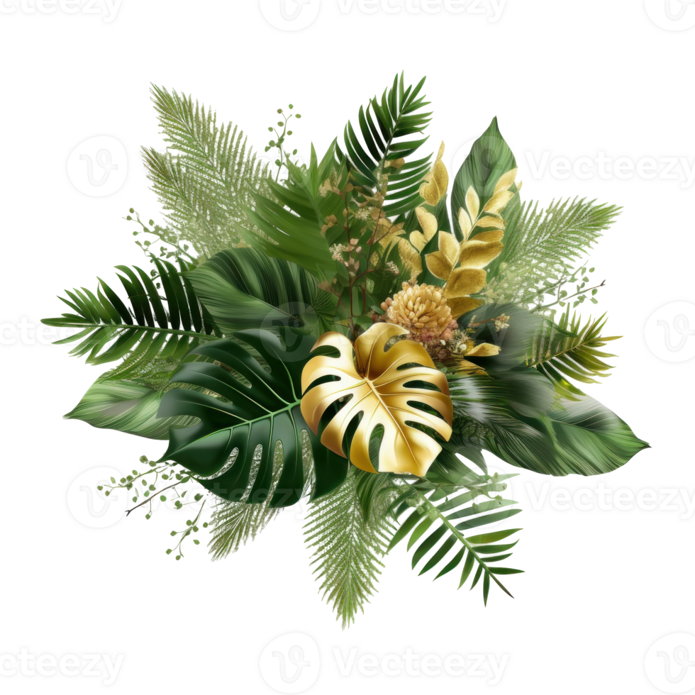 Tropical leaves background. Illustration png