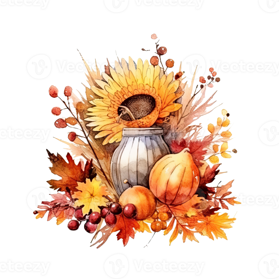 Watercolor Thanksgiving Day Natural Background. Illustration png