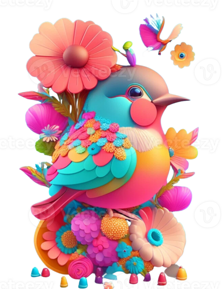 Spring Floral Bird AI Generated png