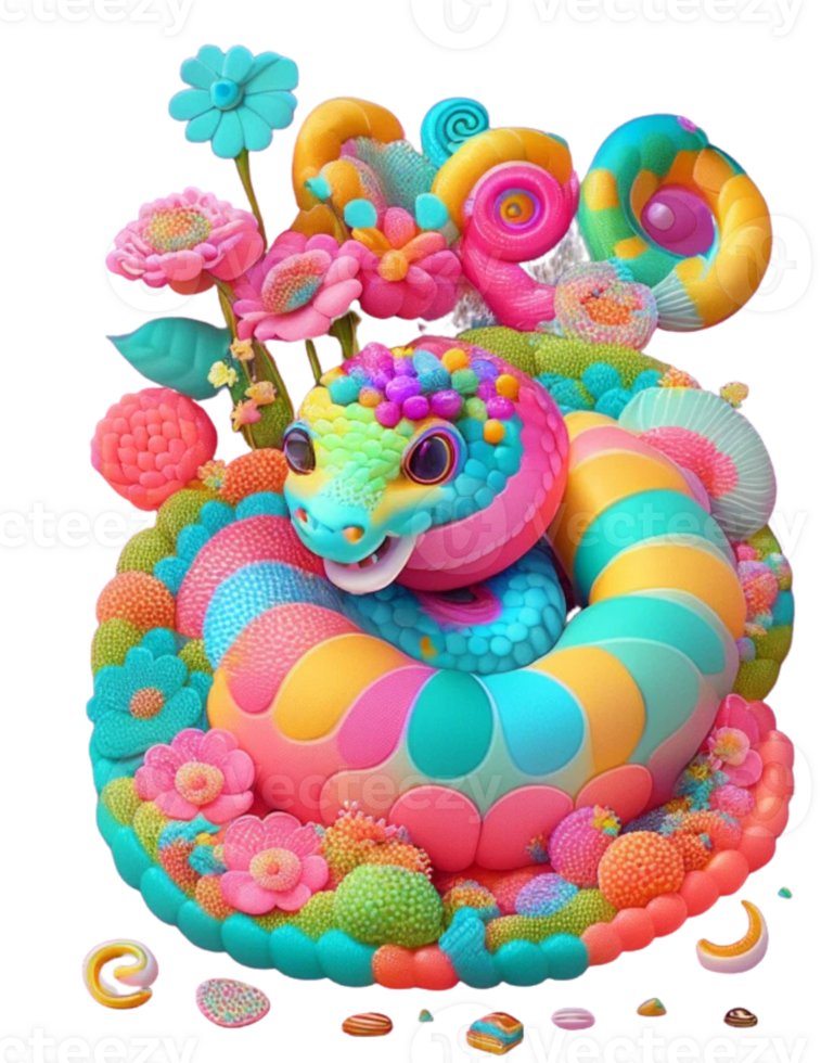 Spring Floral Slithering Snake png