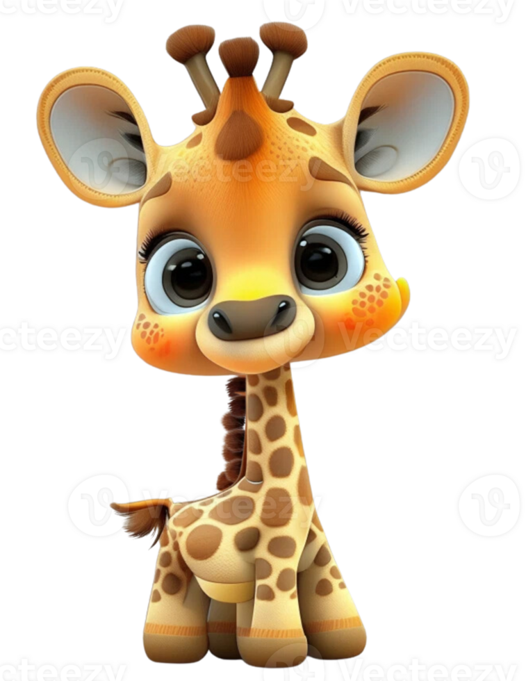 poco bambino giraffa ai generato png