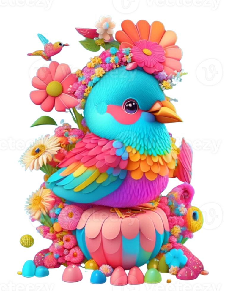 Spring Floral Bird AI Generated png