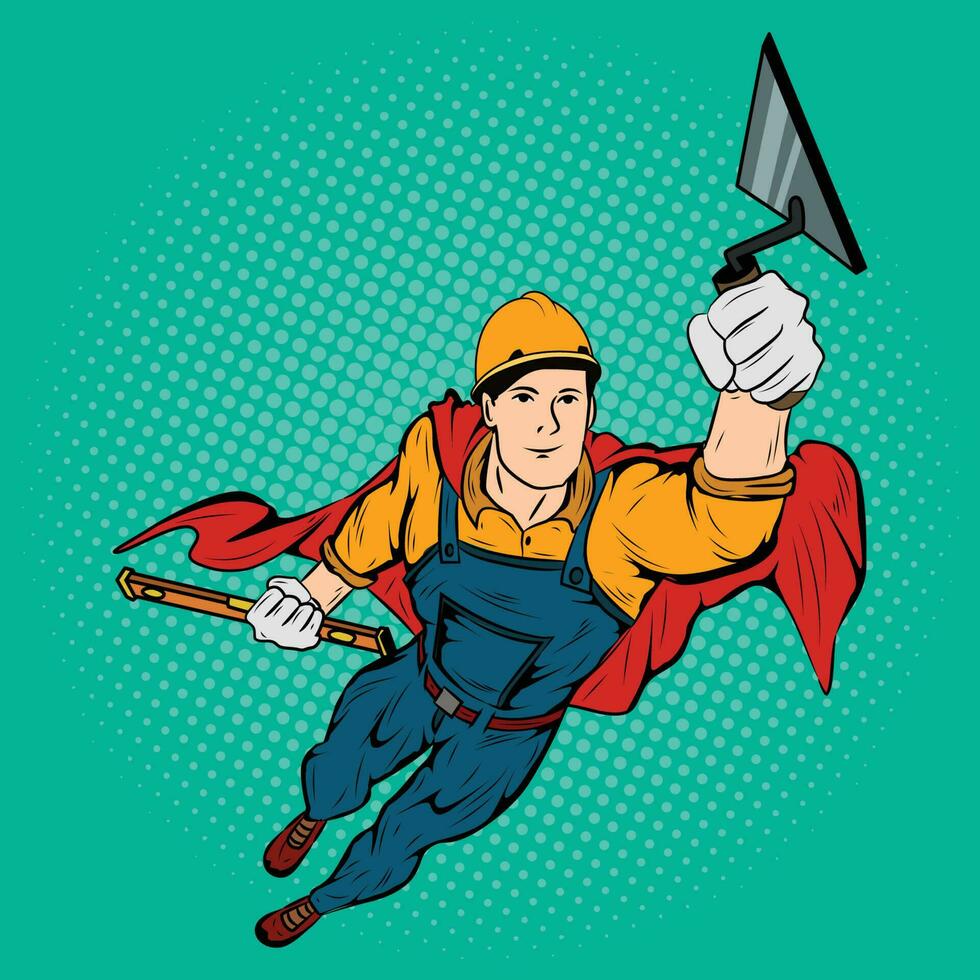 Super Hero Builder vector, Pop Art Comic Super Hero Builder Vector Stock Illustration