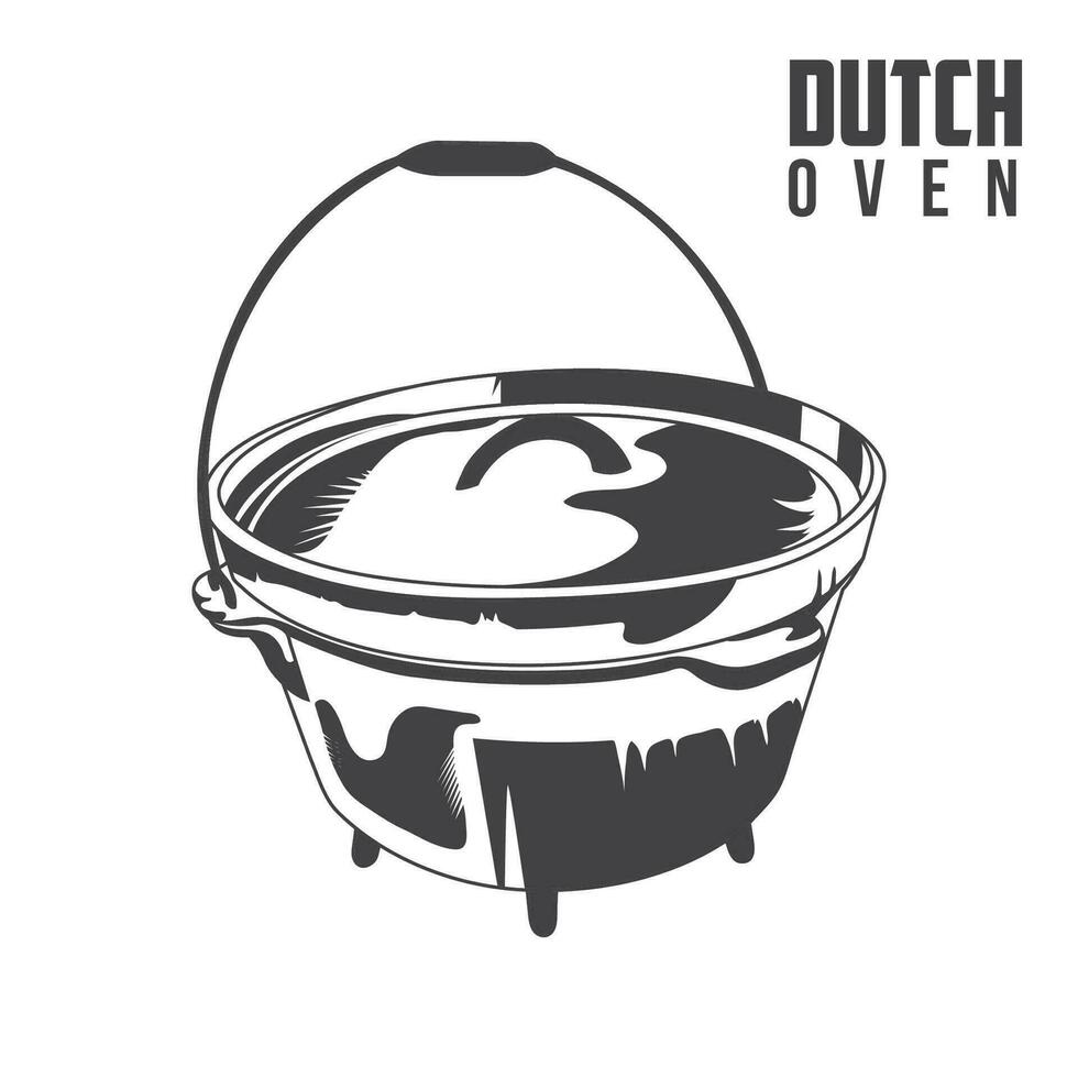 Dutch Oven Vector Stock Illustration vintage Dutch Oven