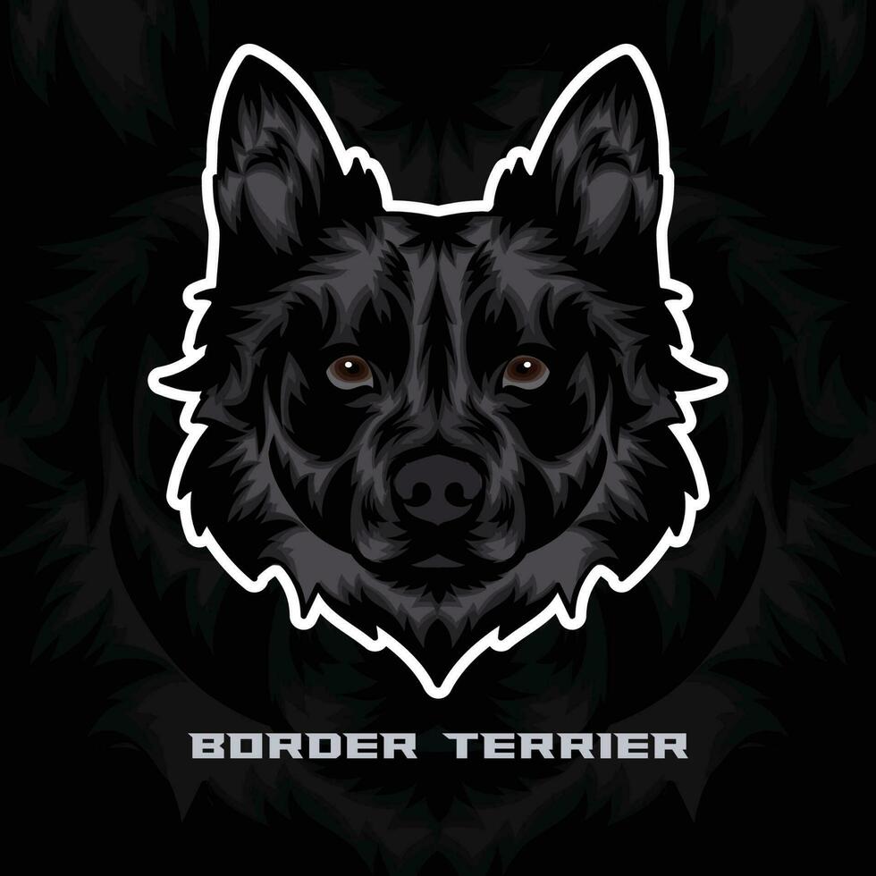 frontera terrier perro cara vector valores ilustración, perro mascota logo, perro cara logo vector