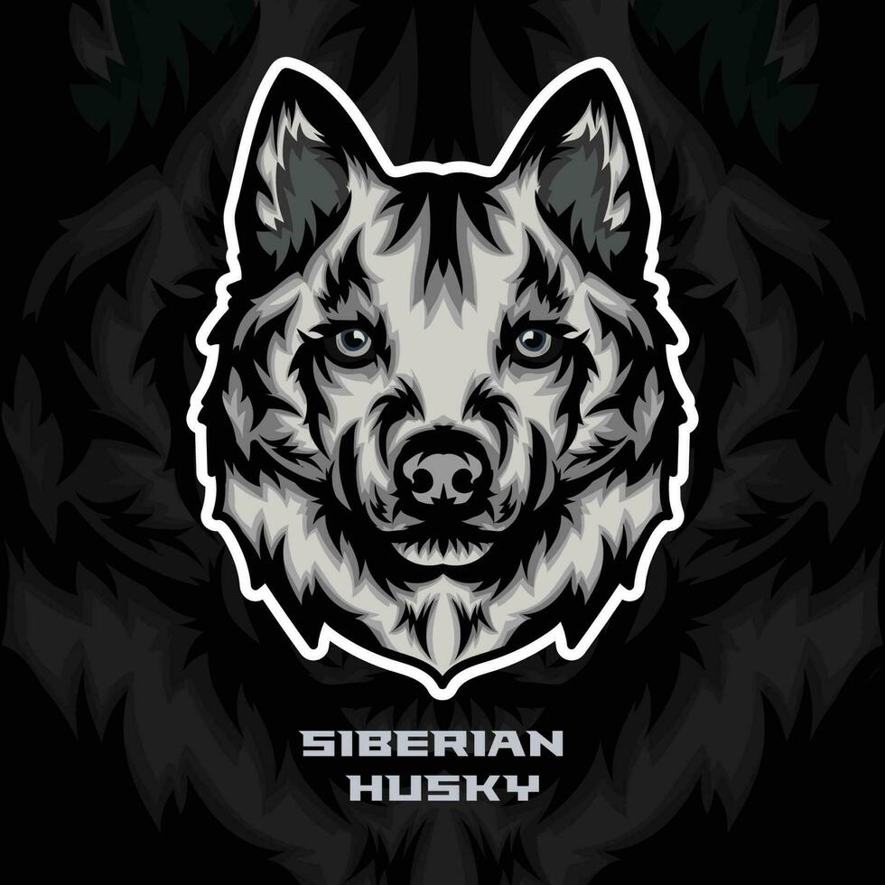 Siberian Husky Dog Face Vector Stock Illustration, Dog Mascot Logo, Dog Face Logo vector