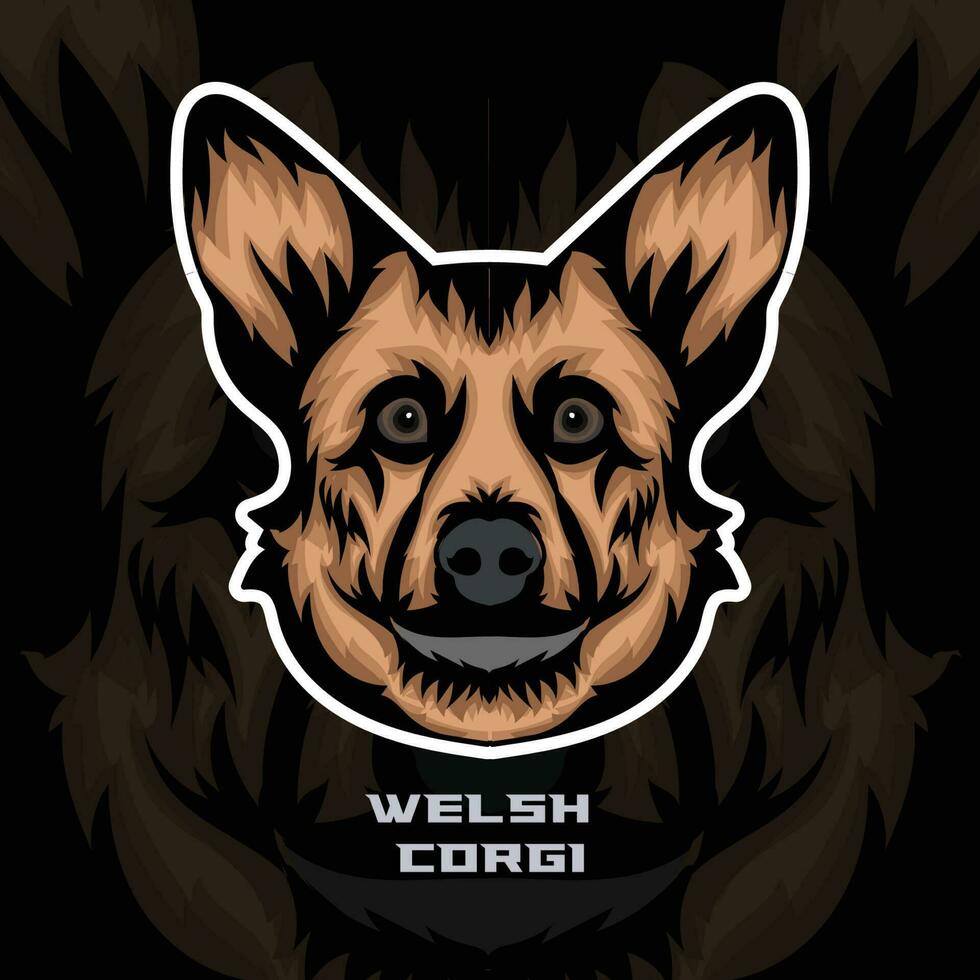 Welsh Corgi Dog Face Vector Stock Illustration, Dog Mascot Logo, Dog Face Logo vector
