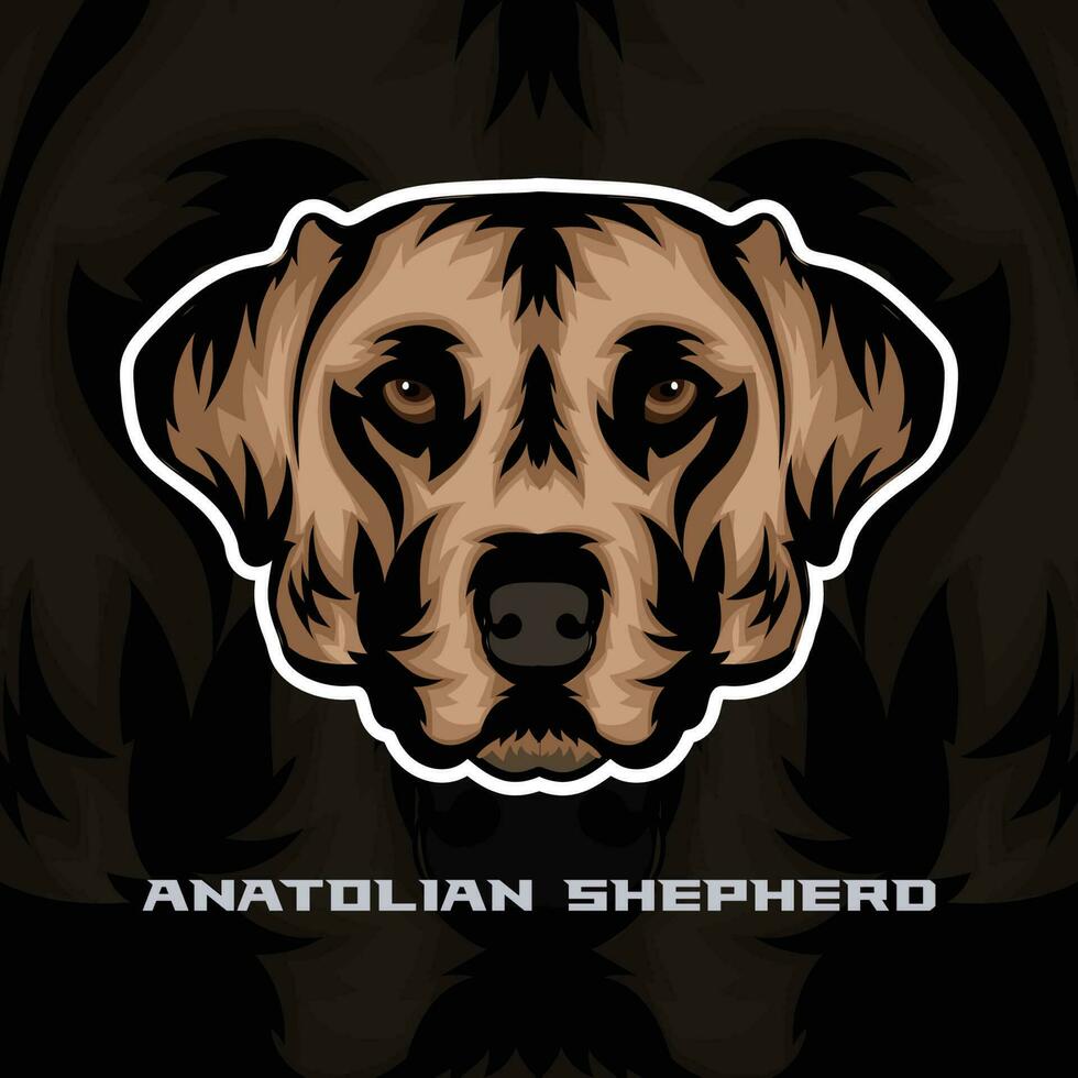 Anatolian Shepherd Dog Face Vector Stock Illustration, Dog Mascot Logo, Dog Face Logo vector
