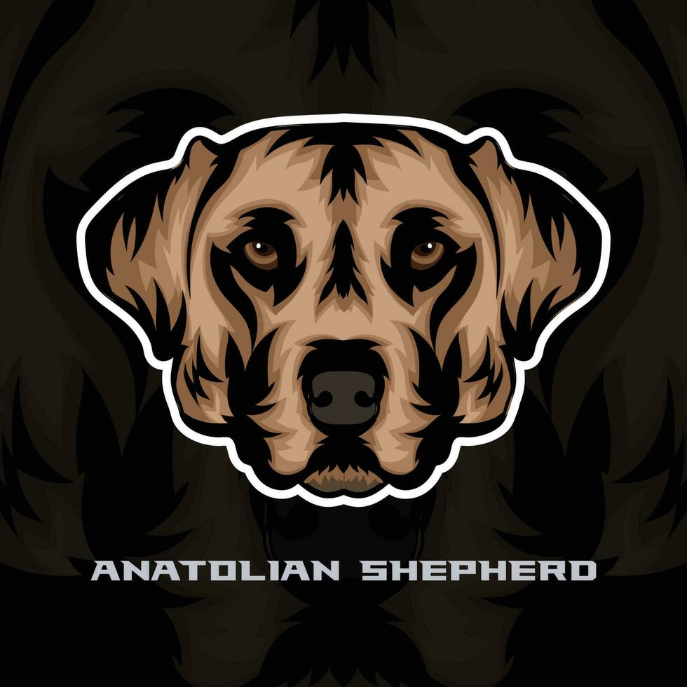 anatolian pastor perro cara vector valores ilustración, perro mascota logo, perro cara logo vector