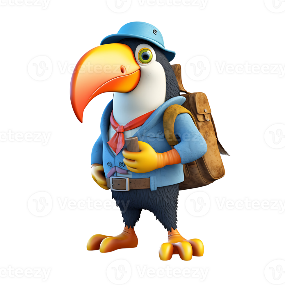 3D Realistic Cute Toucan Mascot png