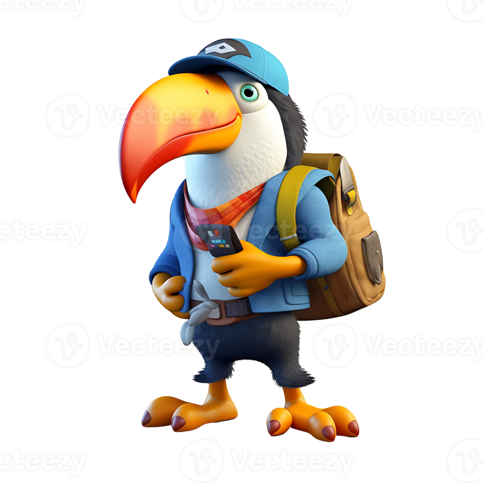 3d réaliste mignonne toucan mascotte ai généré png