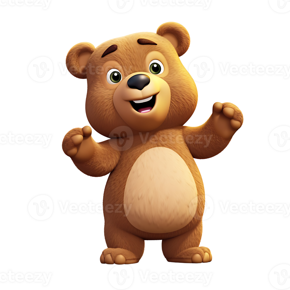 3d realista fofa Urso ai gerado png