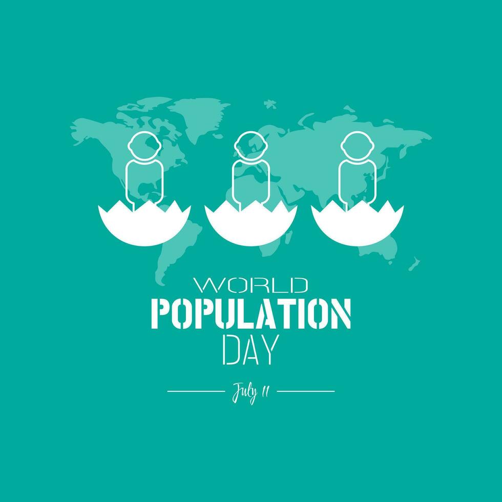 World Population Day greetings with humans hatch from eggs vector