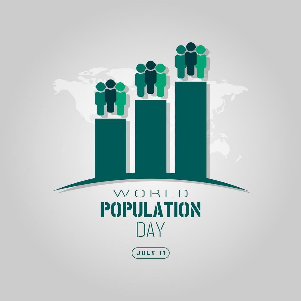 World Population Day poster with growth chart of people around the world vector