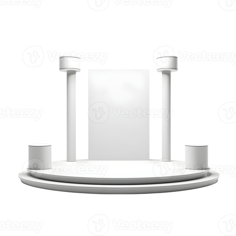 3d weergegeven podium met meetkundig vormen en bliksem, voor Product presentatie. ai gegenereerd png