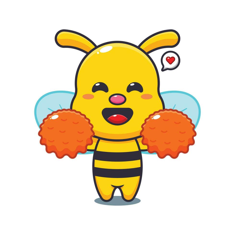 cheerleader bee cartoon vector illustration.