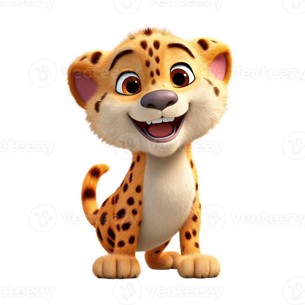 3D Realistic Cute Cheetah 24694037 PNG