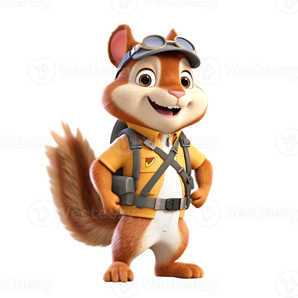 3D Realistic Cute Squirrel Mascot png