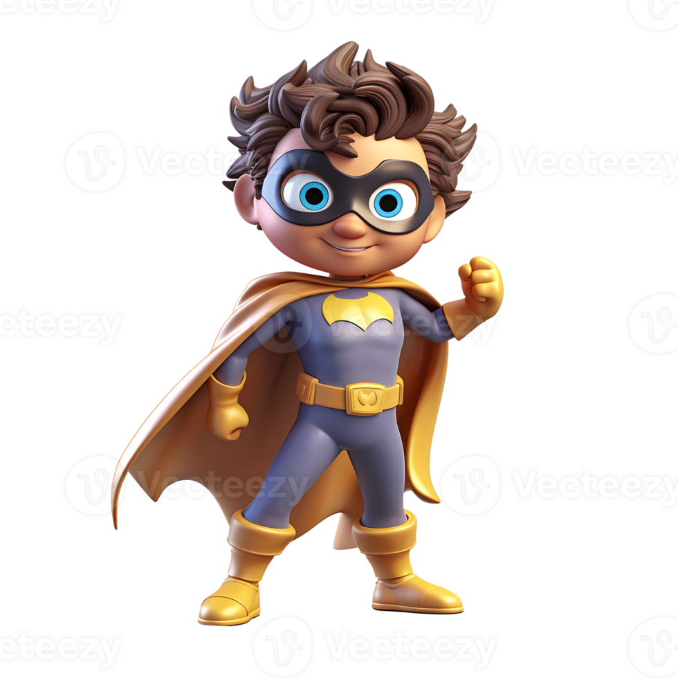 3d render little boy in superhero costume, mascot. AI Genereated png