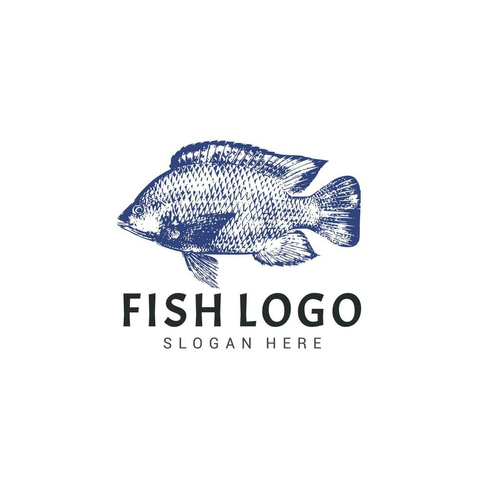 Vintage Fish Logo Design Template vector