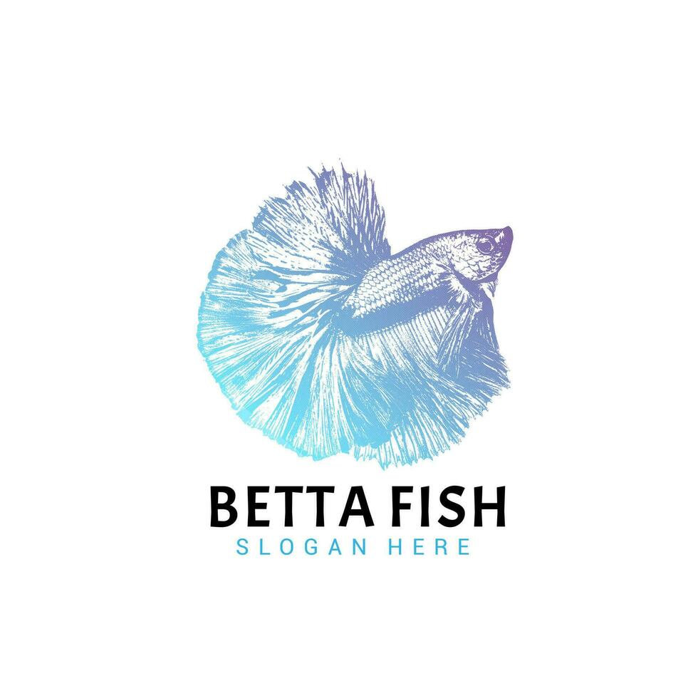 Vintage Betta Fish Logo Design Template vector