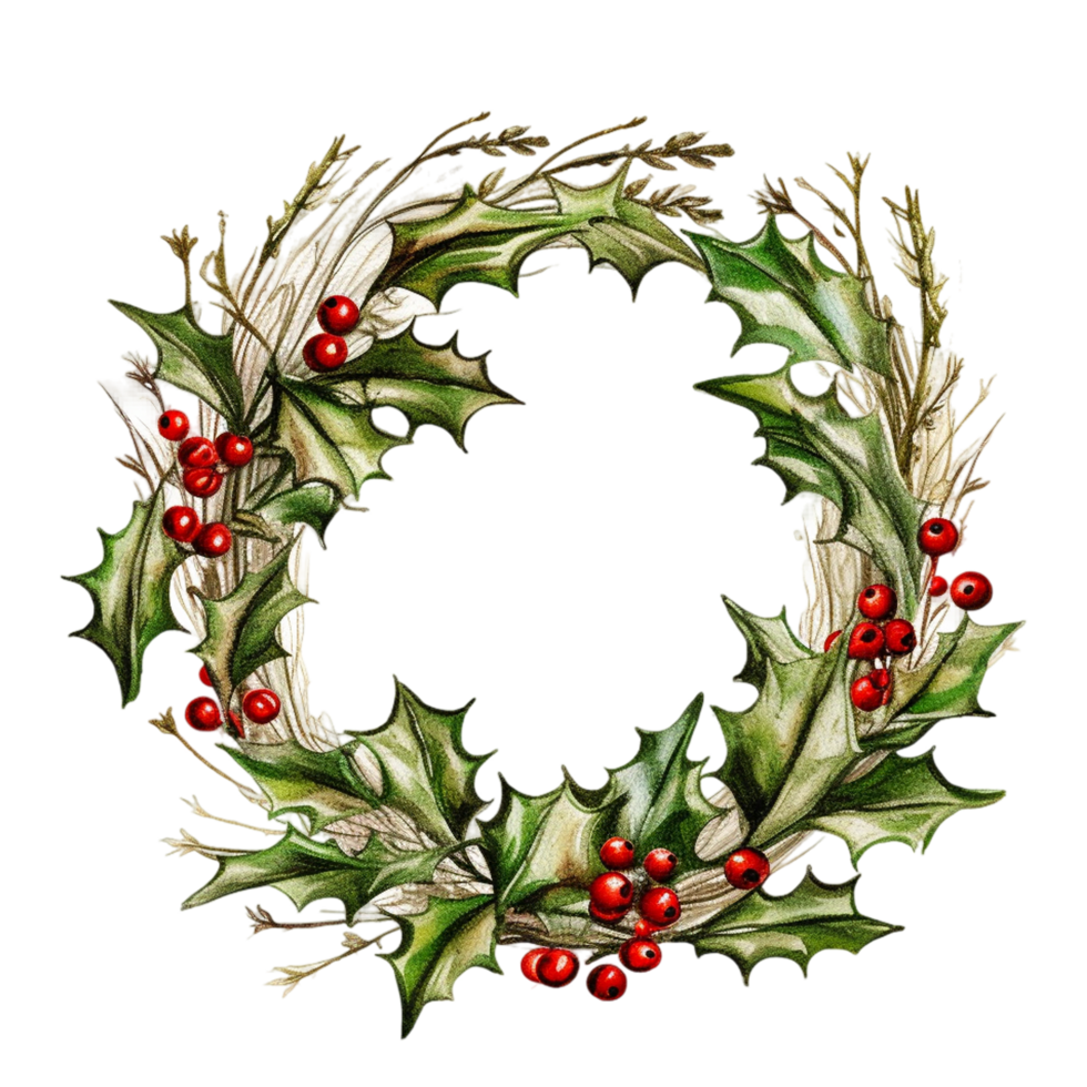 Christmas Wreath With Berries. png