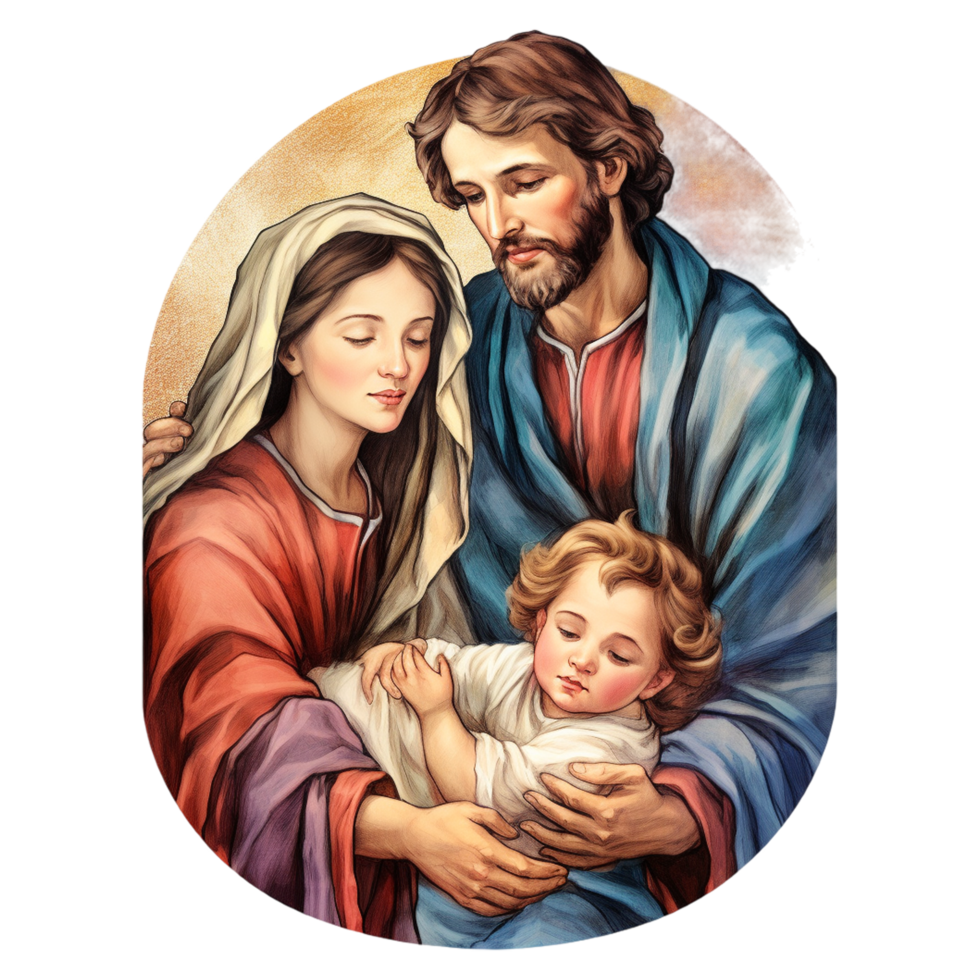 Colorful Christmas Holy Family Artwork Birth Of Jesus Christ. png