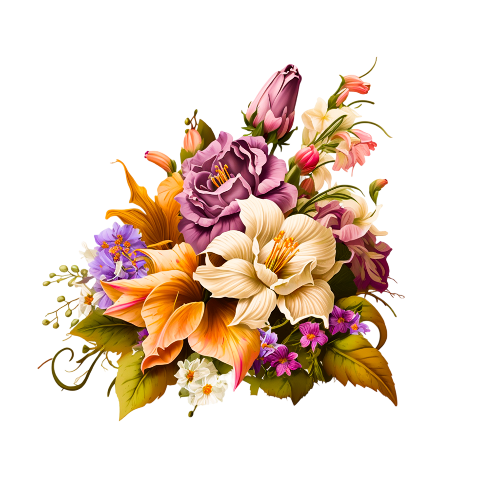 Colorful Roses Flower Bouquet. png