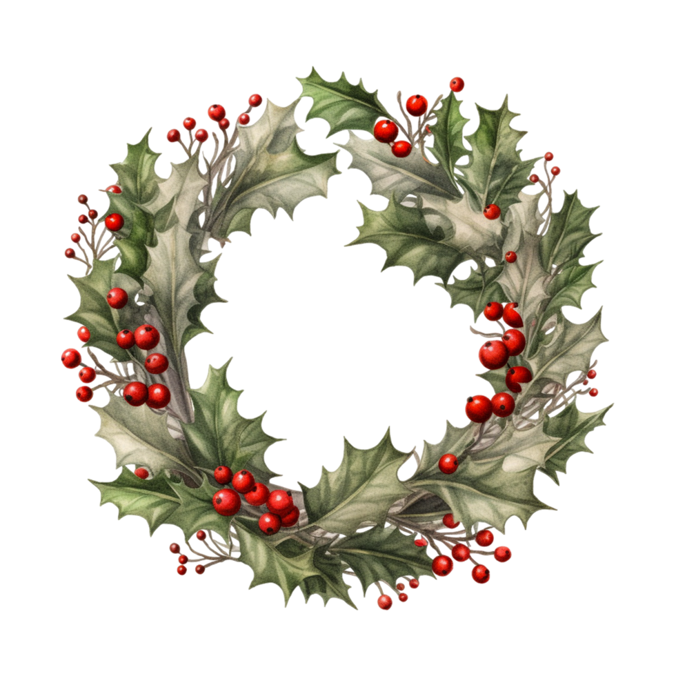 Christmas Wreath With Berries. png